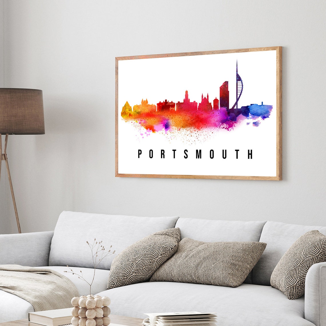Portsmouth England Spinnaker Tower Watercolor Skyline City Poster - Image 4
