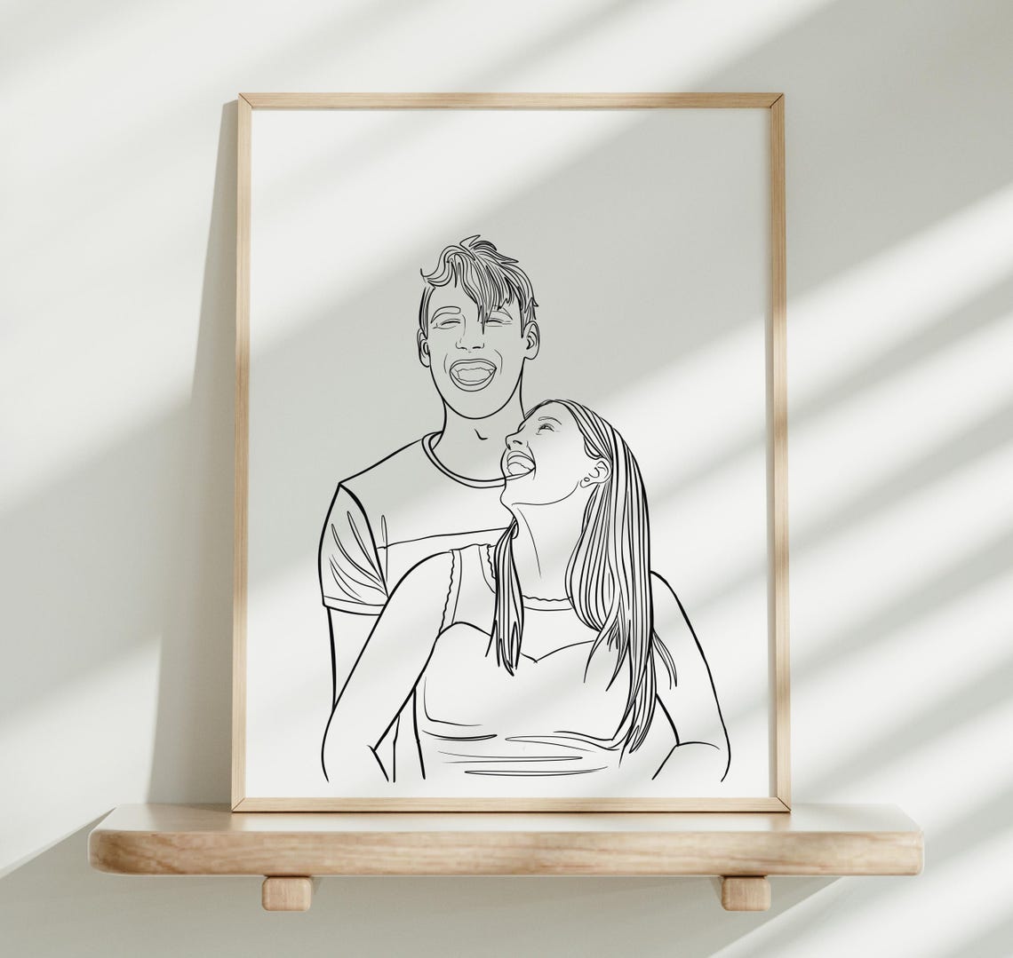 Couple Line Drawing Style Variations Minimal Detailed Realistic Poster - Image 2