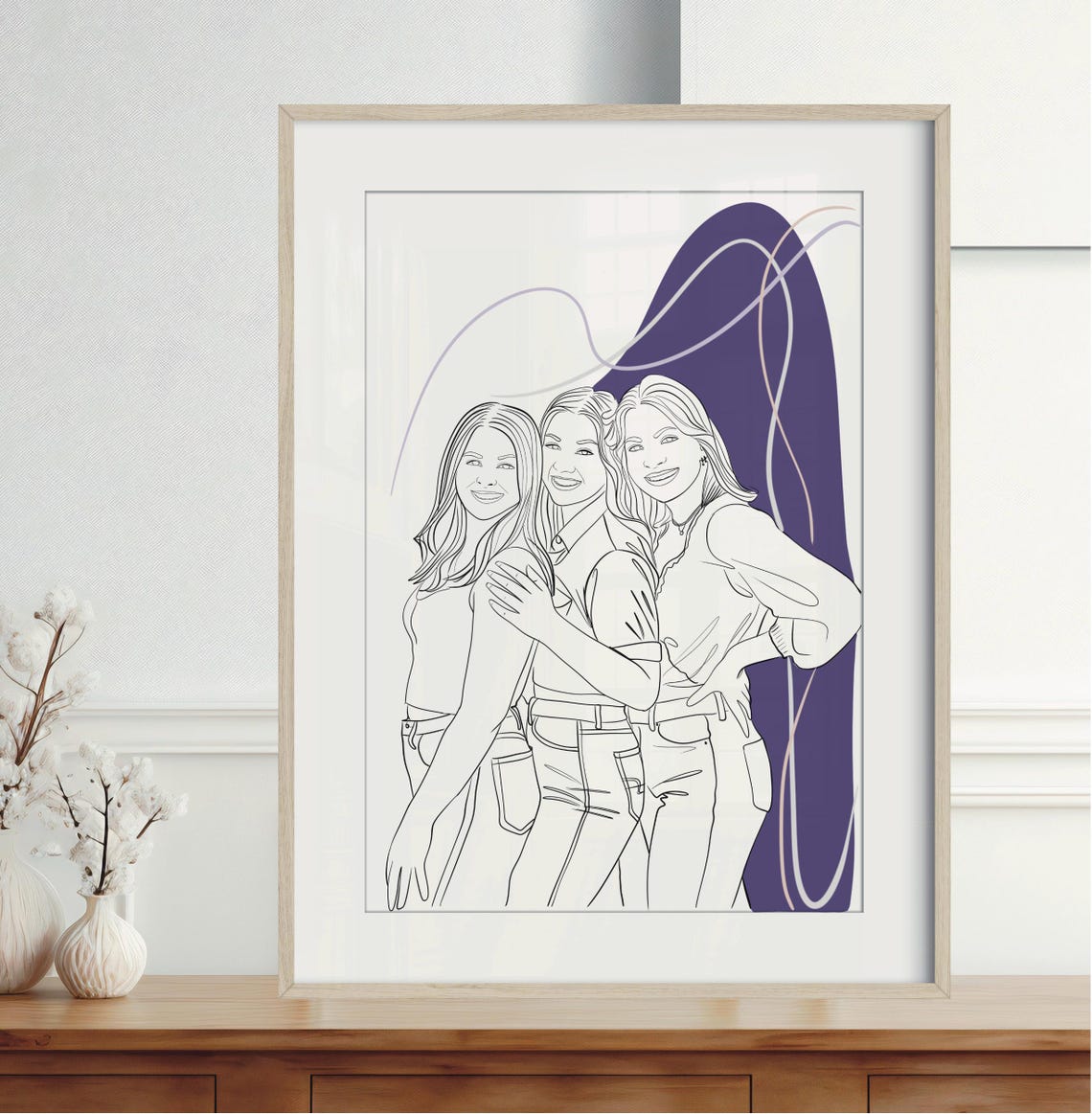 Best Friends Custom Line Art Custom Line Drawing From Photo Gift For Him Personalized Portrait Drawing From Photo Personalized Gift - Image 4