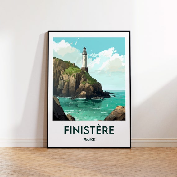 Finistre Brittany Poster Finistere Print France Illustration