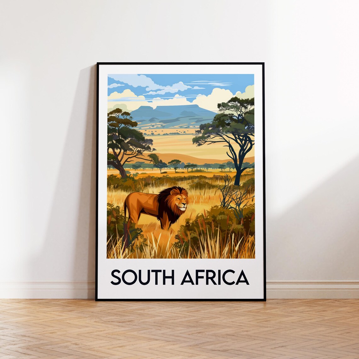 South Africa Poster Art Print Lion Vintage Travel Gift