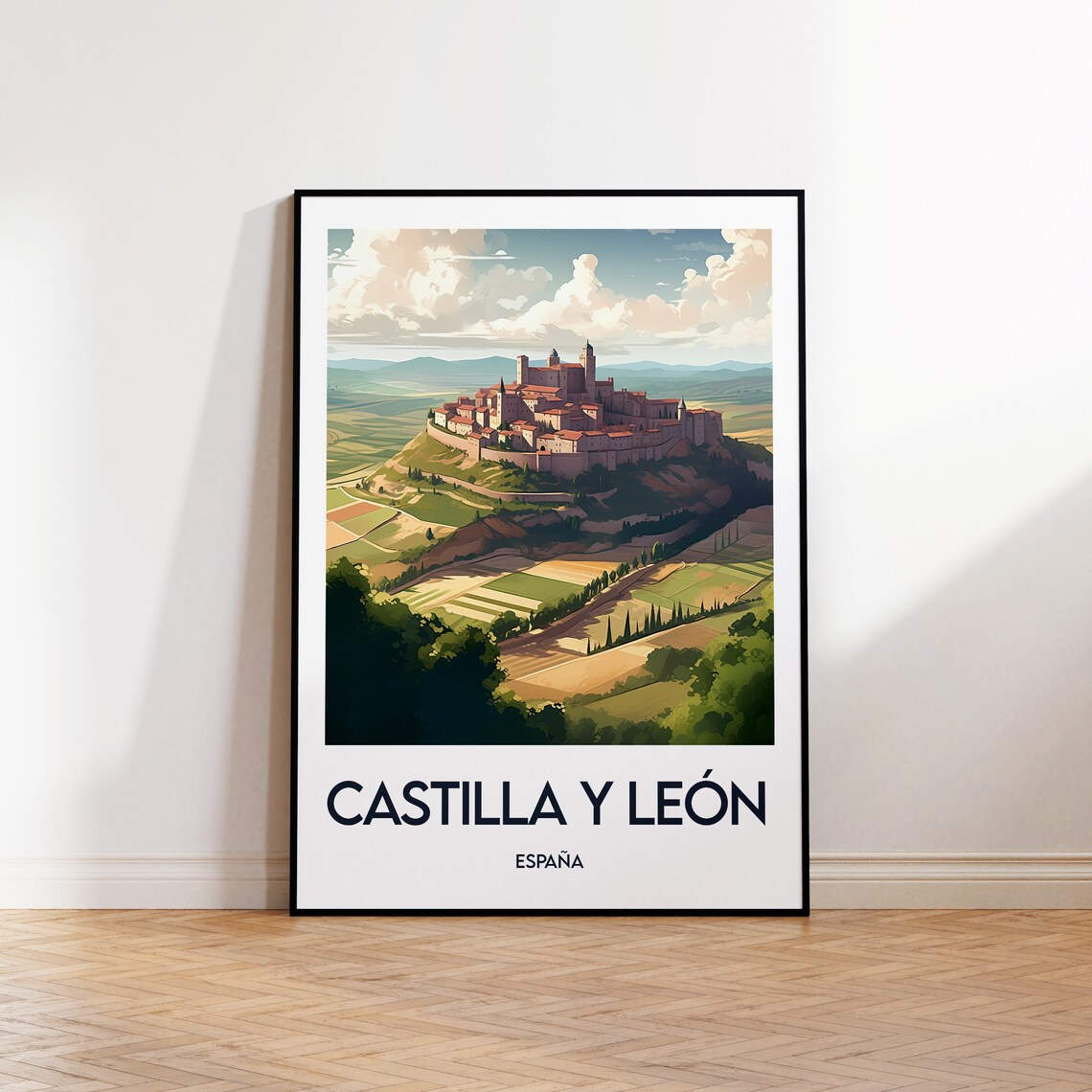 Castilla y León Spain Hilltop Fortress Town España Travel Poster