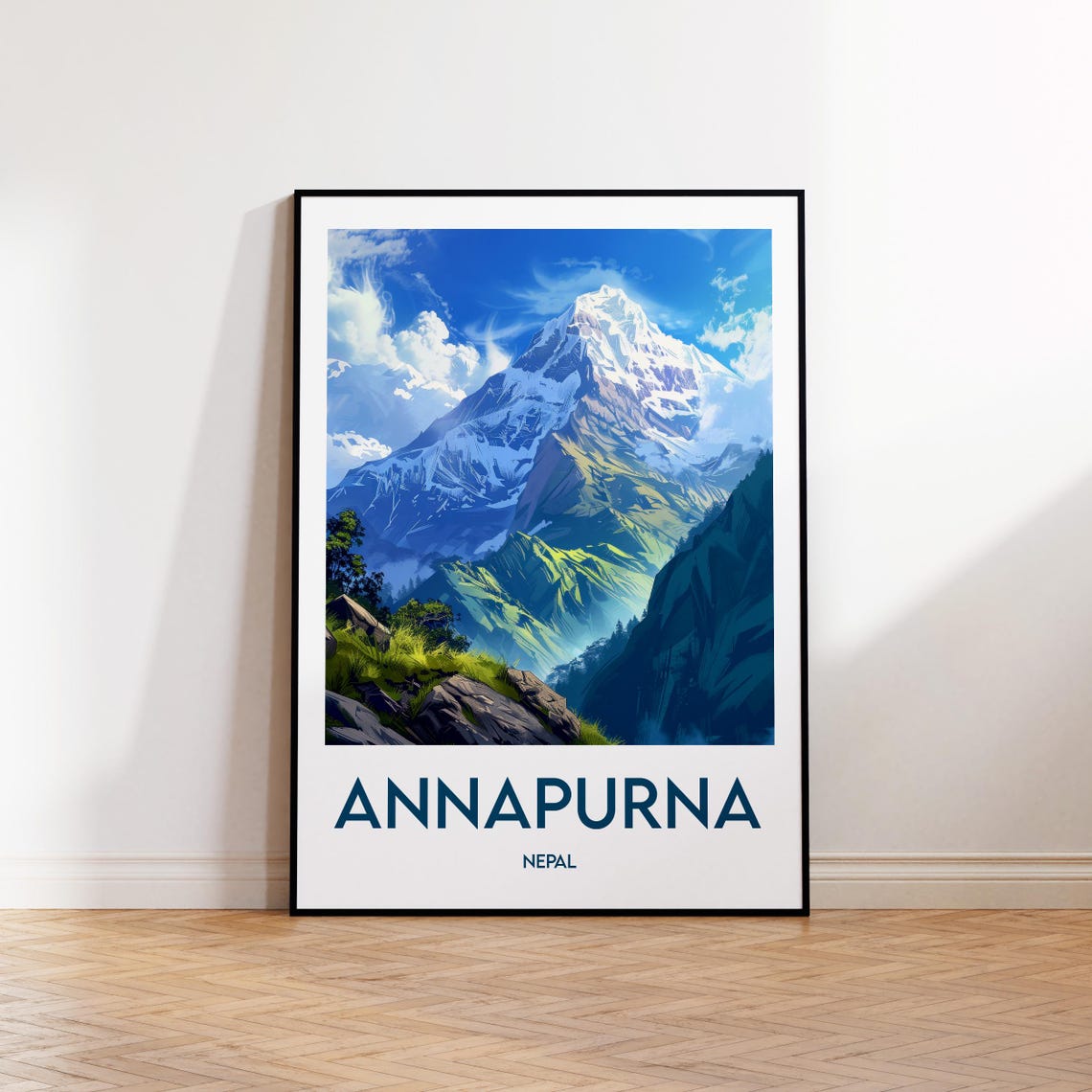 Annapurna Nepal Snowy Himalayan Peak Majestic Scenic Travel Poster