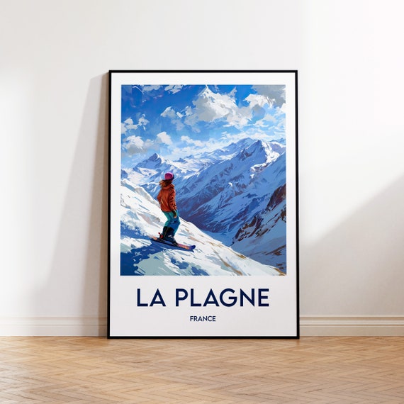La Plagne Poster Print Illustration France Gift Vintage Travel French Alps