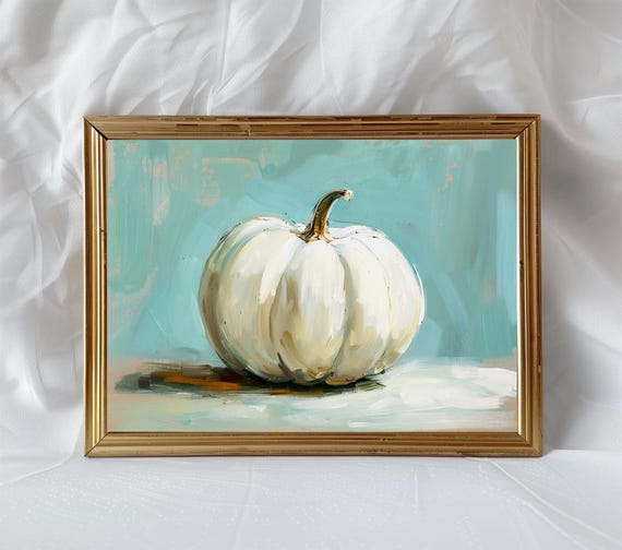 Cheerful Pumpkin Painting Art Print, Kids Room Decor