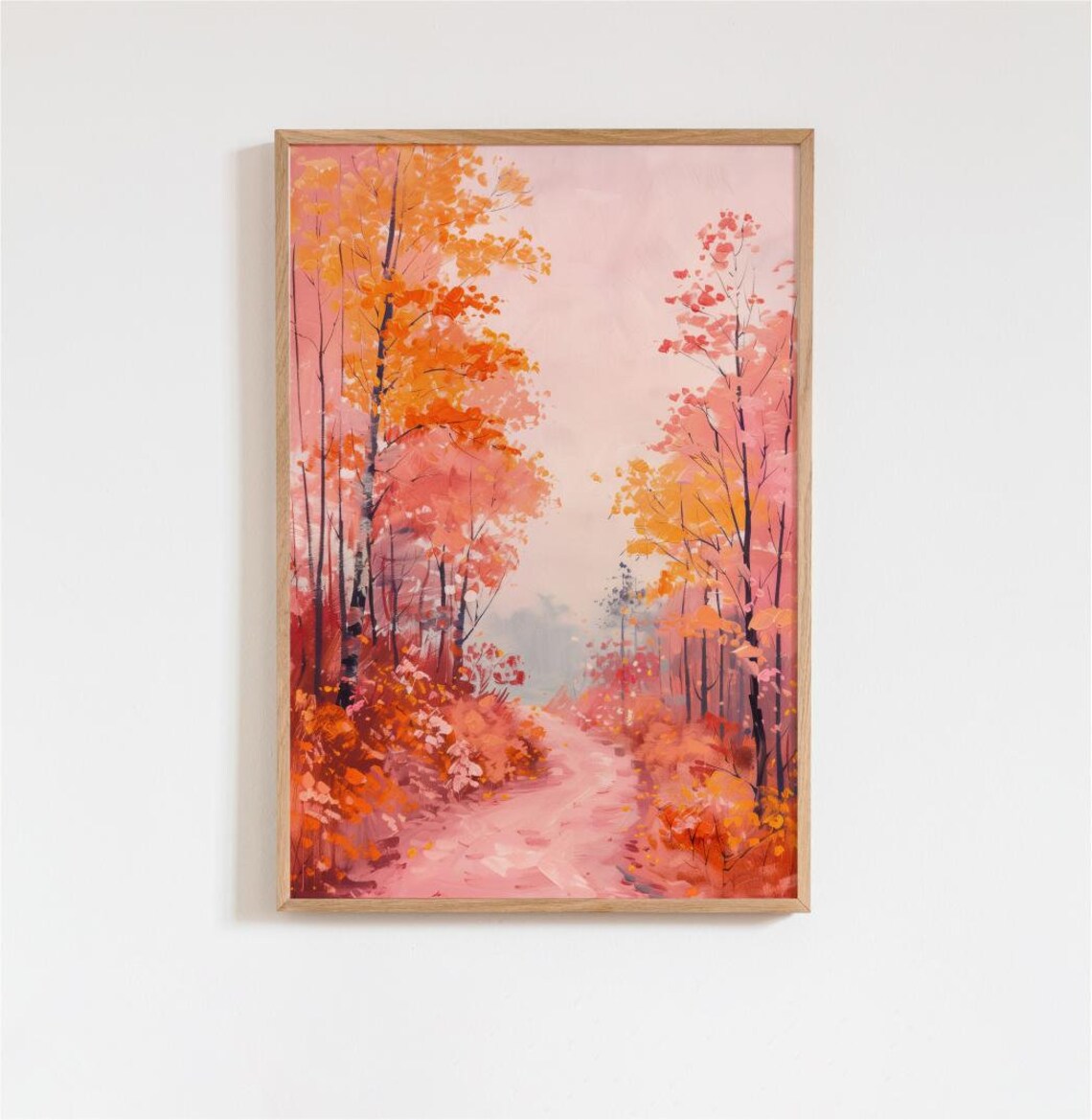 Vibrant Fall Forest Art Print, Autumn Landscape Poster