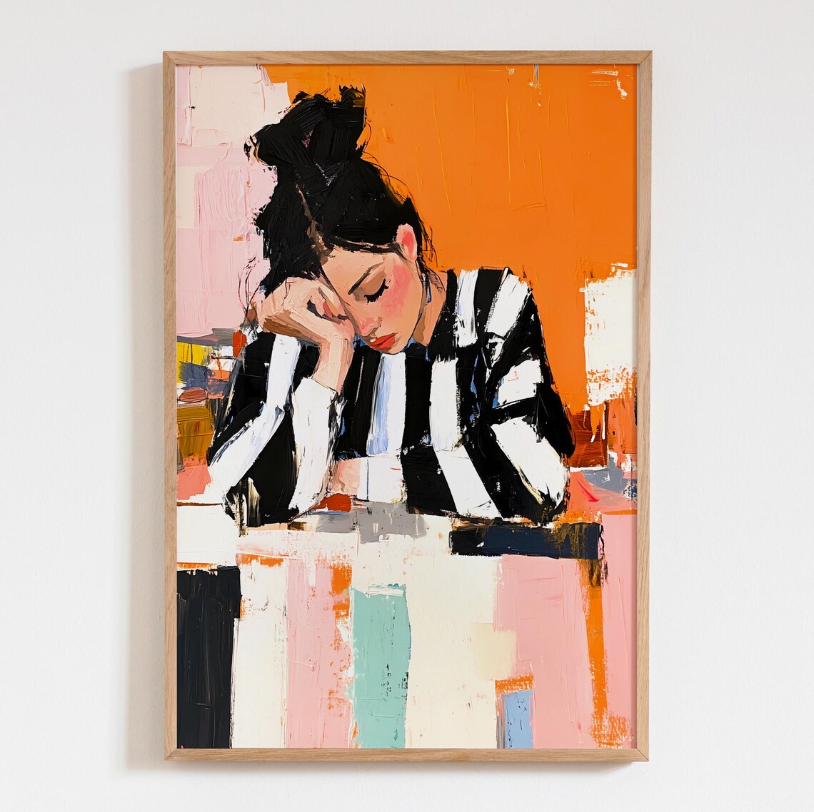 Abstract People Orange Minimalist Wall Art Print