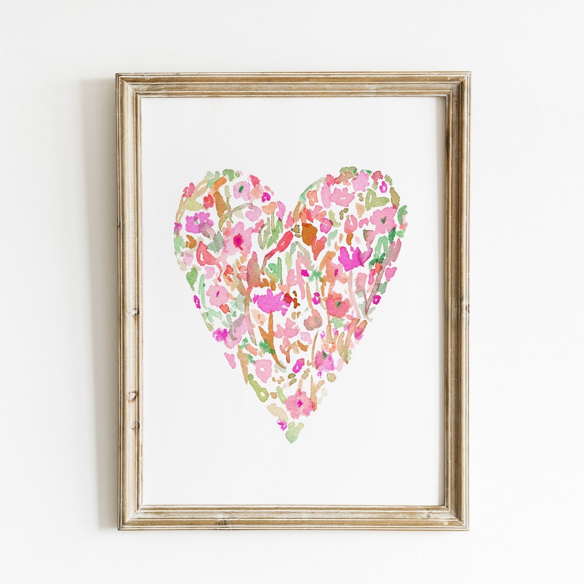 Valentines Day Wall Art Heart Print Floral Watercolor Heart Print Floral Heart Print Farmhouse Heart Print Pink Heart Print - Image 2