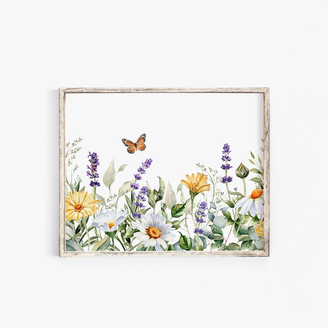 Spring Wildflowers Butterfly Watercolor Daisy Lavender Poster - Image 3