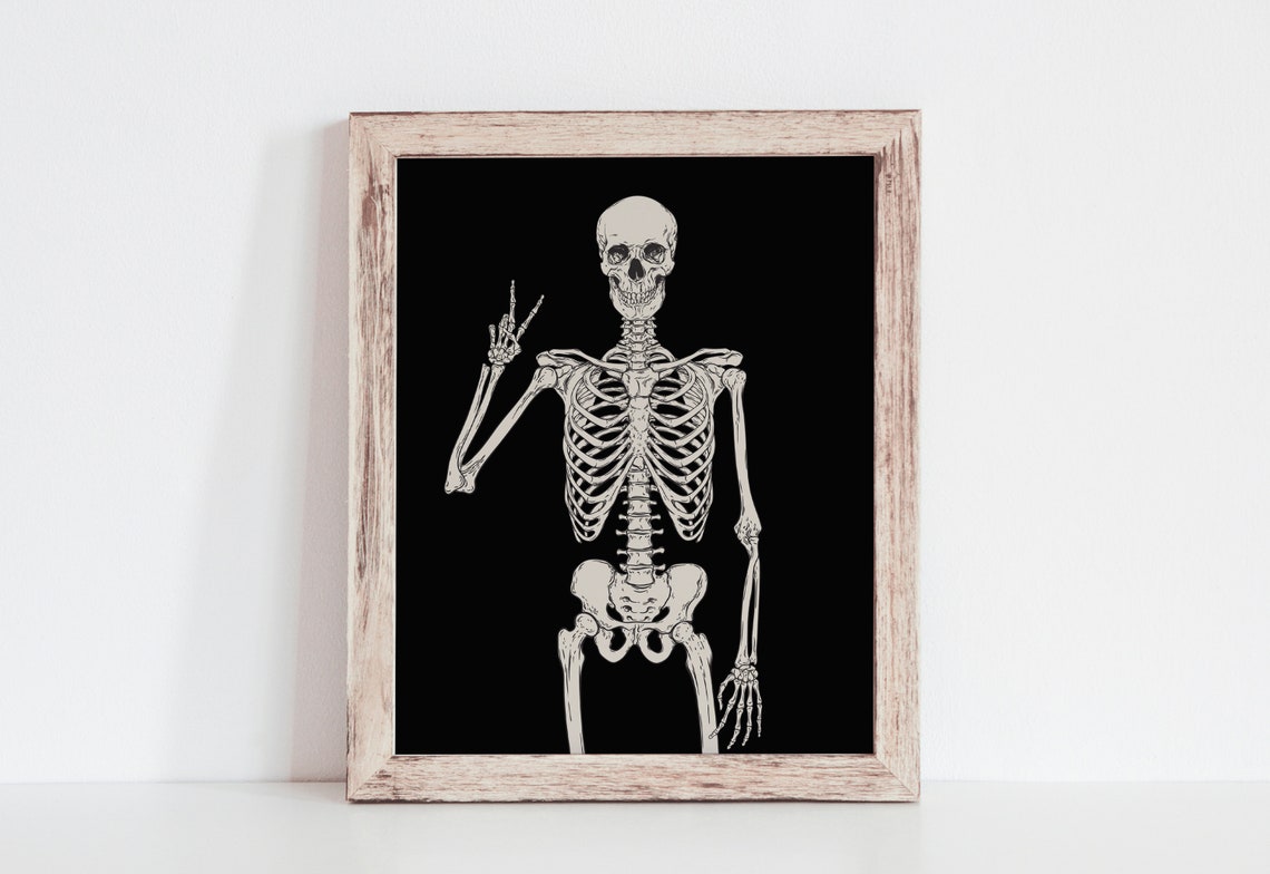 Skeleton Print Halloween Poster Halloween Wall Art Funny Halloween Decor Wall Art Fall Halloween Wall Decor Prints - Image 3
