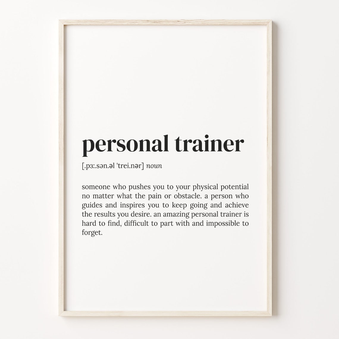 Personal Trainer Definition Dictionary Quote Fitness Typography Poster
