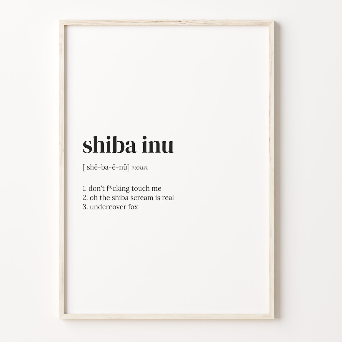 Shiba Inu Definition Art Print, Dictionary Style