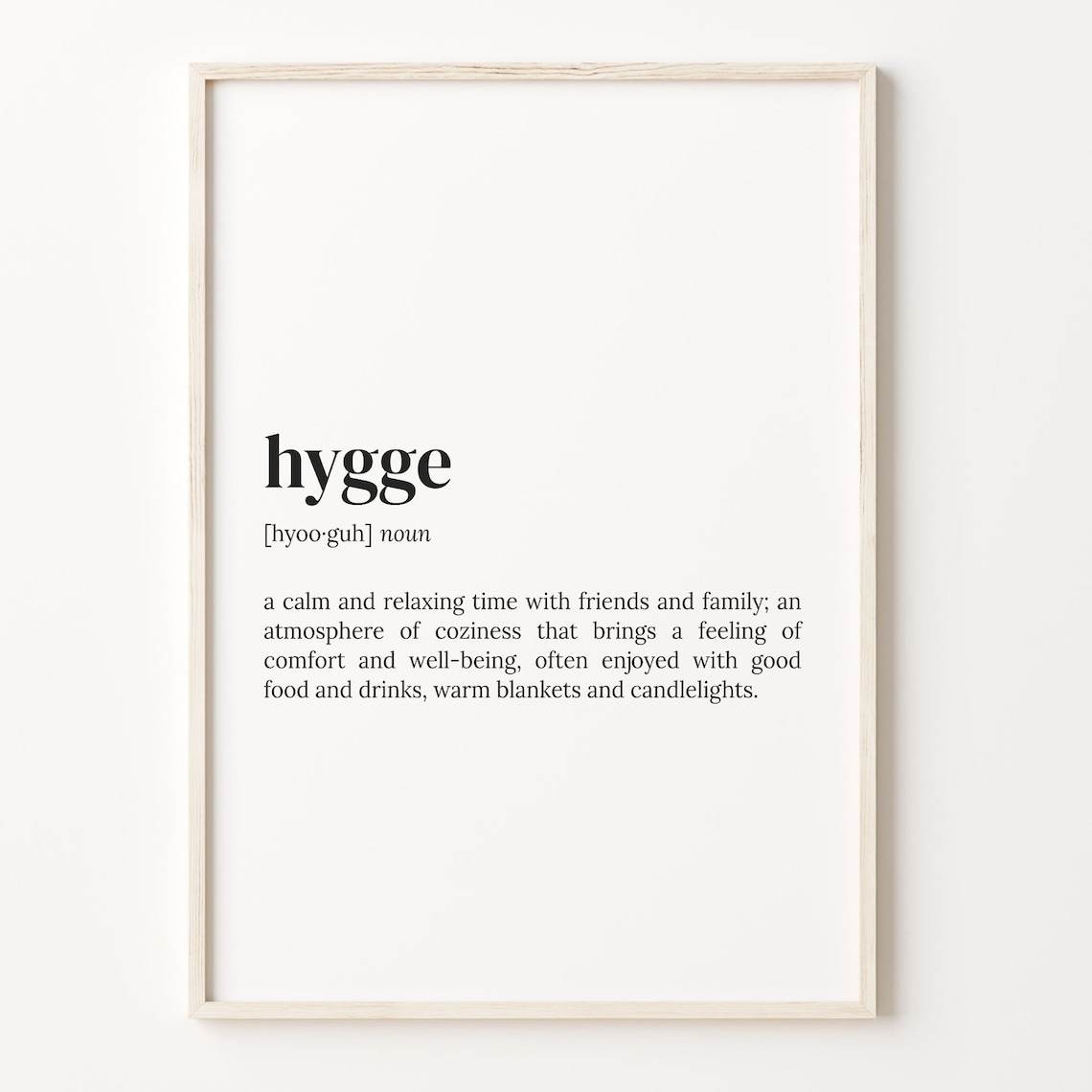 Hygge Definition Cozy Danish Lifestyle Typography Poster Art