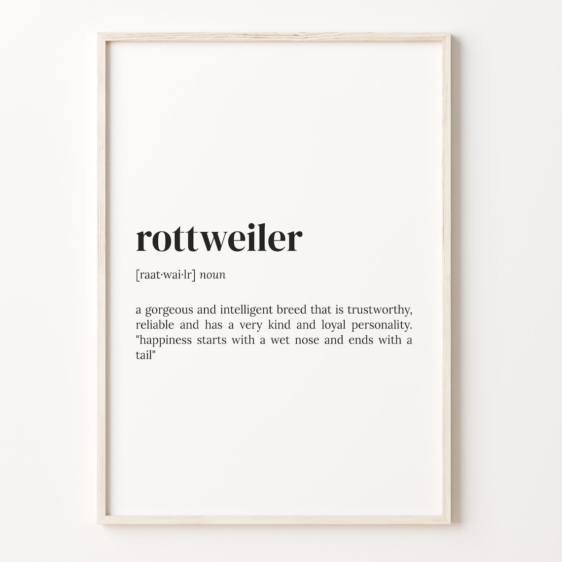 Rottweiler Dictionary Definition Loyal Dog Breed Personality Poster