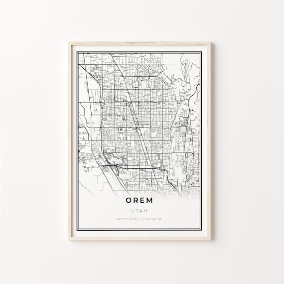 Orem Utah Minimalist City Street Map Art Travel Hometown Gift Poster