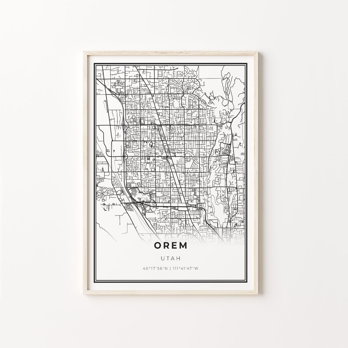 Orem Utah Minimalist City Street Map Art Travel Hometown Gift Poster