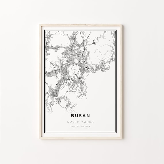 Busan South Korea Minimalist Black And White City Map Art Poster