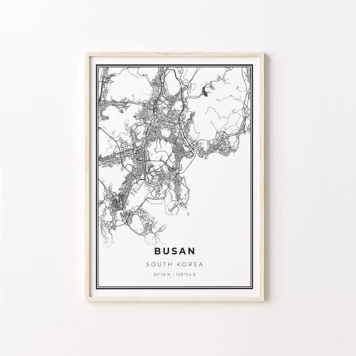 Busan South Korea Minimalist Black And White City Map Art Poster