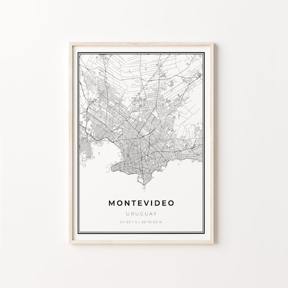 Montevideo Uruguay Black and White Minimalist City Map Poster