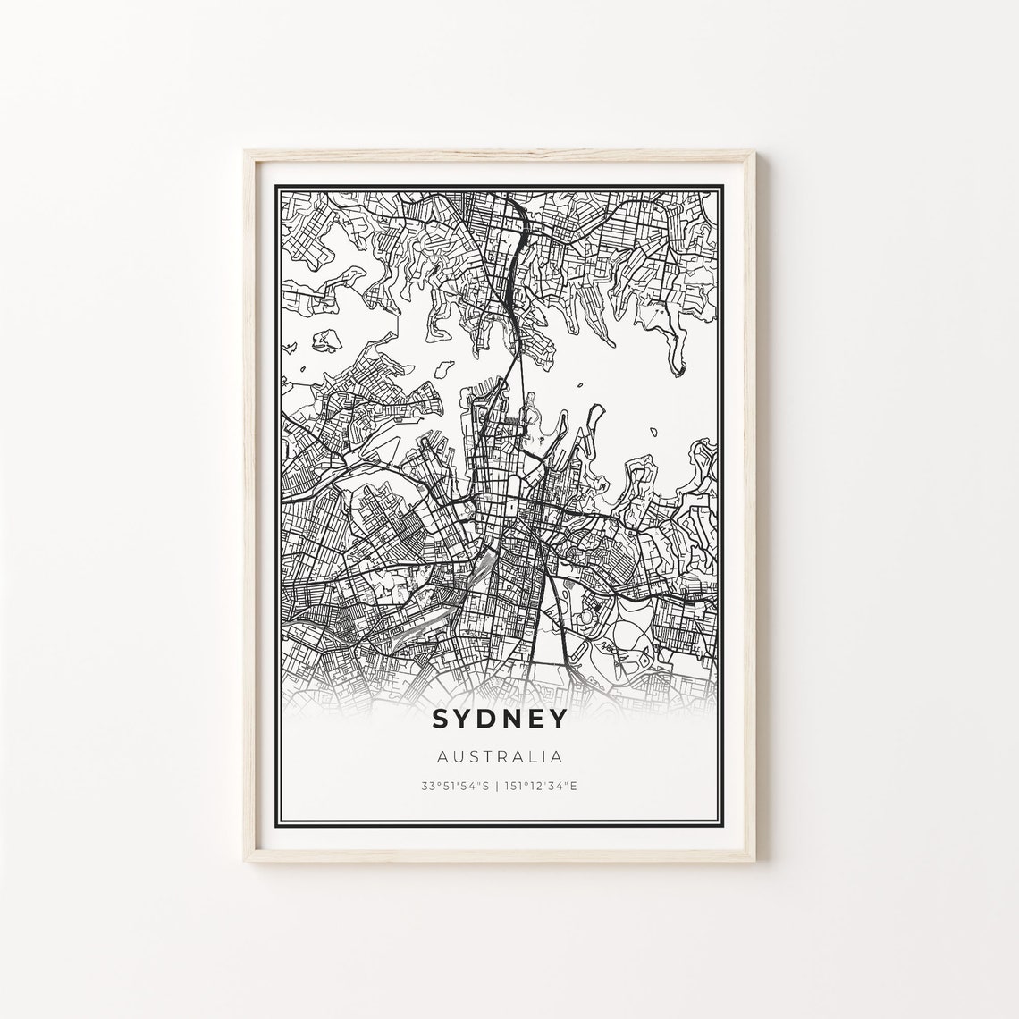 Sydney Australia Minimalist Black And White City Map Art Poster