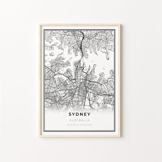 Sydney Australia Minimalist Black And White City Map Art Poster