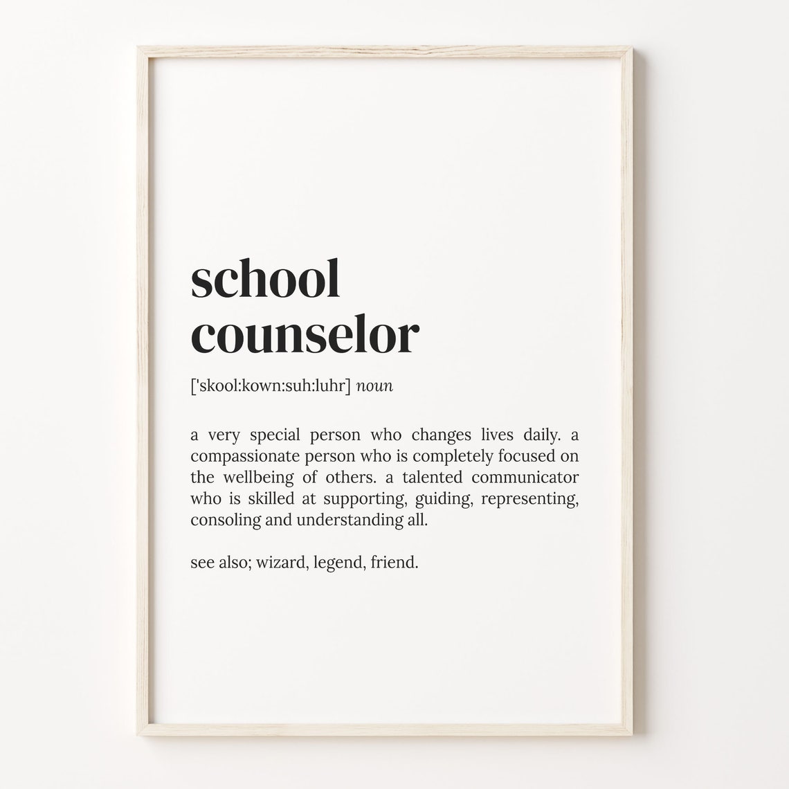 School Counselor Dictionary Definition Typography Quote Poster