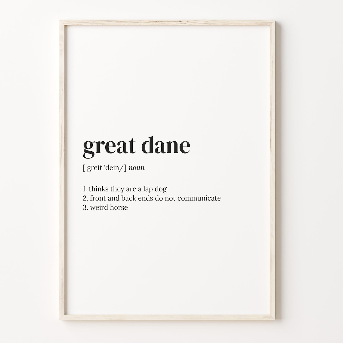 Great Dane Definition Print, Dog Owner Quote Art