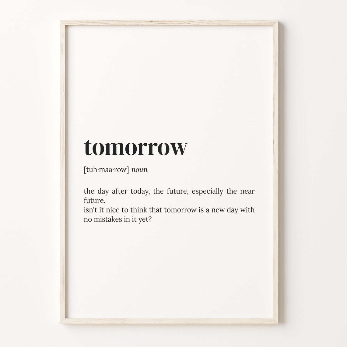 Tomorrow Definition Print Dictionary Poster Quote Wall Art Inspirational Quotes Motivational Quote Motivation Gift C17 460