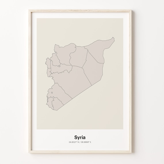 Syria Minimalist Country Outline Map Line Art Gift Decor Poster