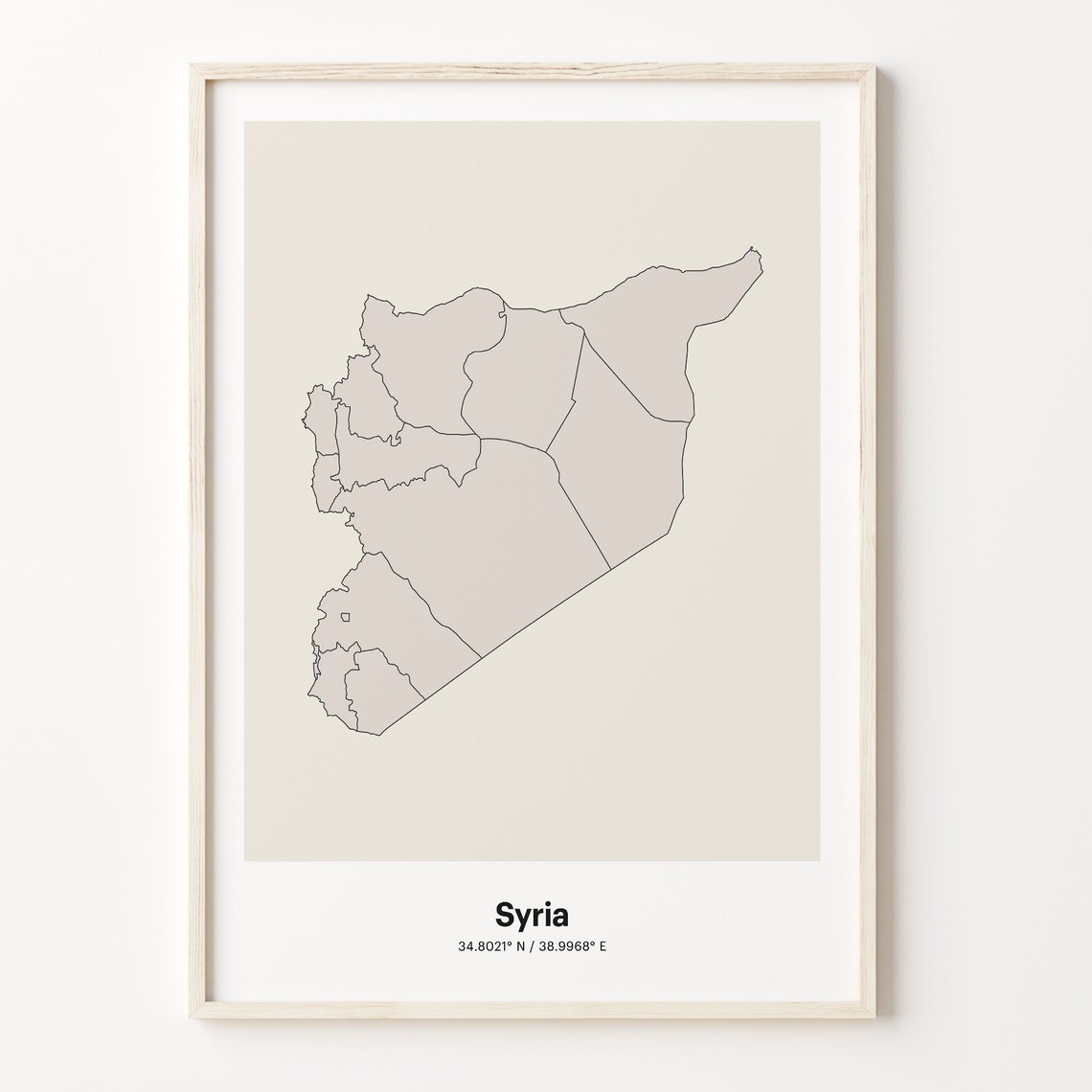 Syria Minimalist Country Outline Map Line Art Gift Decor Poster