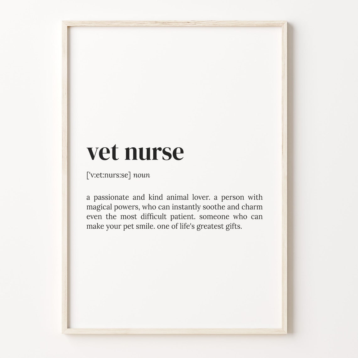 Vet Nurse Dictionary Definition Animal Lover Thank You Poster