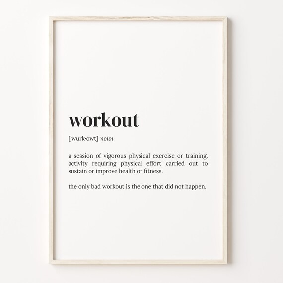 Workout Dictionary Definition Gym Motivation Quote Training Poster