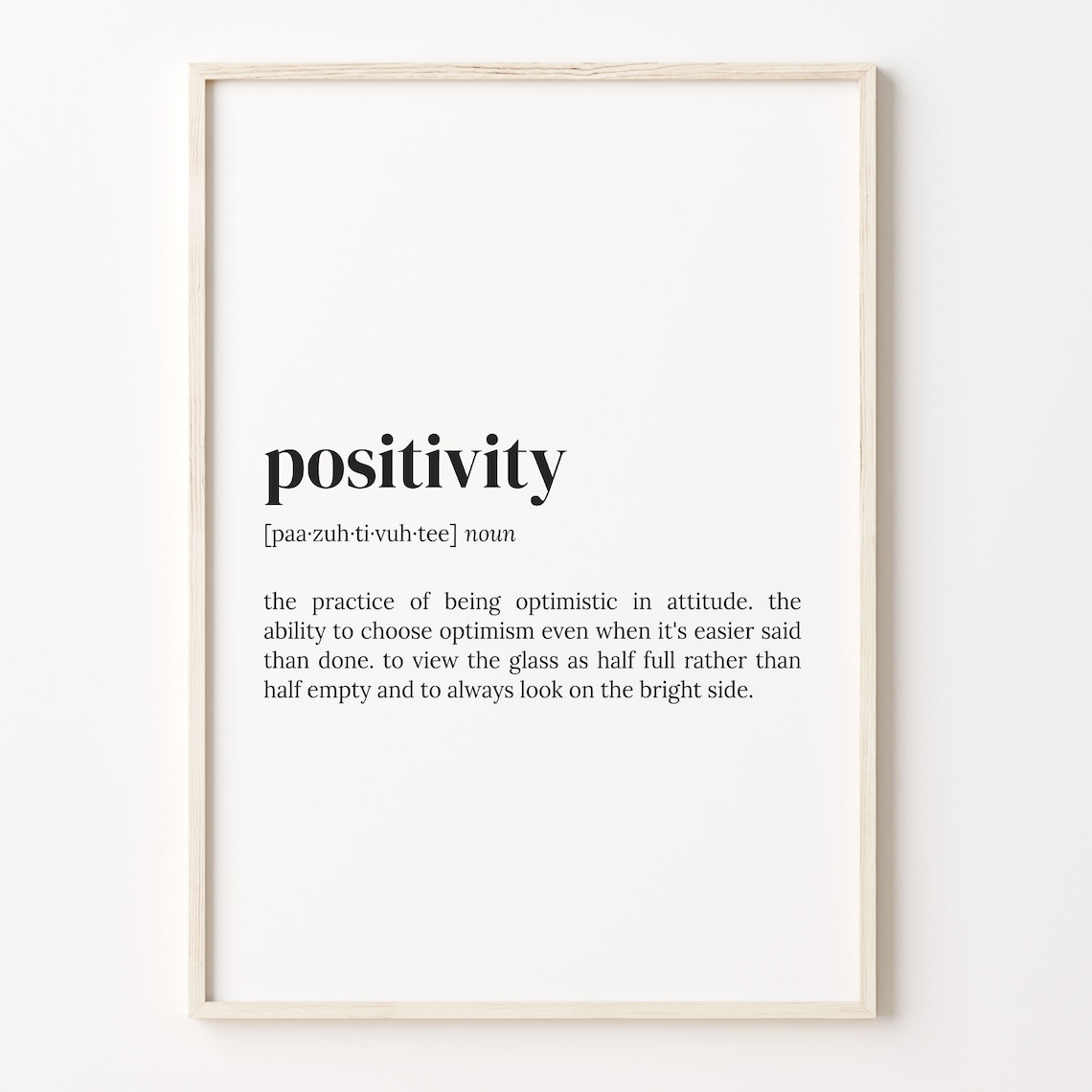 Positivity Definition Quote Poster, Motivational Wall Art