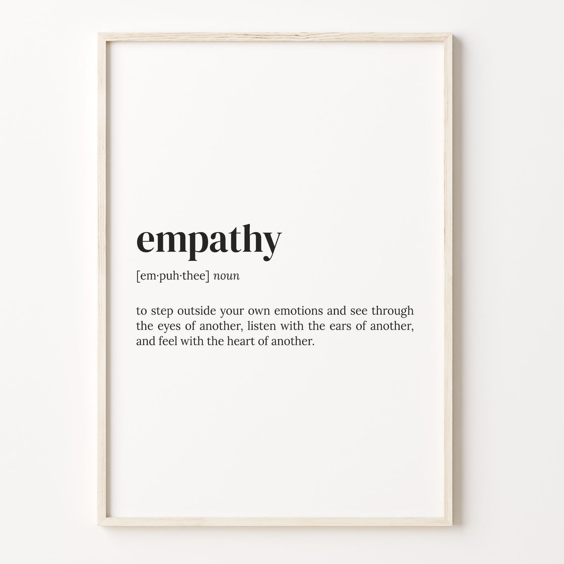 Empathy Definition Print Dictionary Poster Quote Wall Art Empathy Theme Art Motivational Quote Empathy Gift C17 125