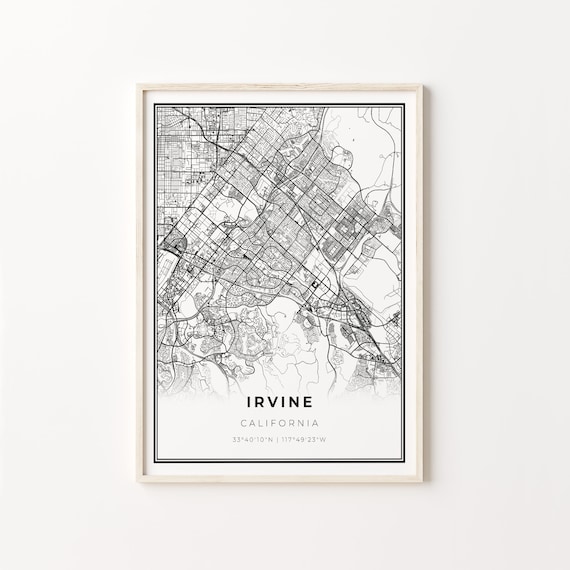Irvine California Minimalist Black And White City Map Art Poster