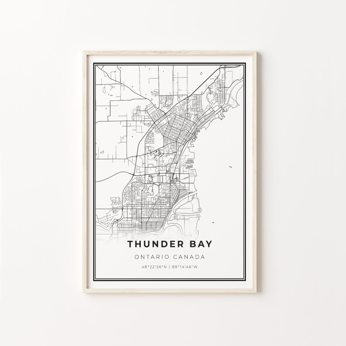 Thunder Bay Ontario Canada Minimalist Line Art City Map Poster