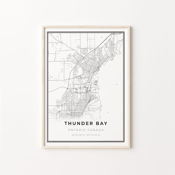 Thunder Bay Ontario Canada Minimalist Line Art City Map Poster