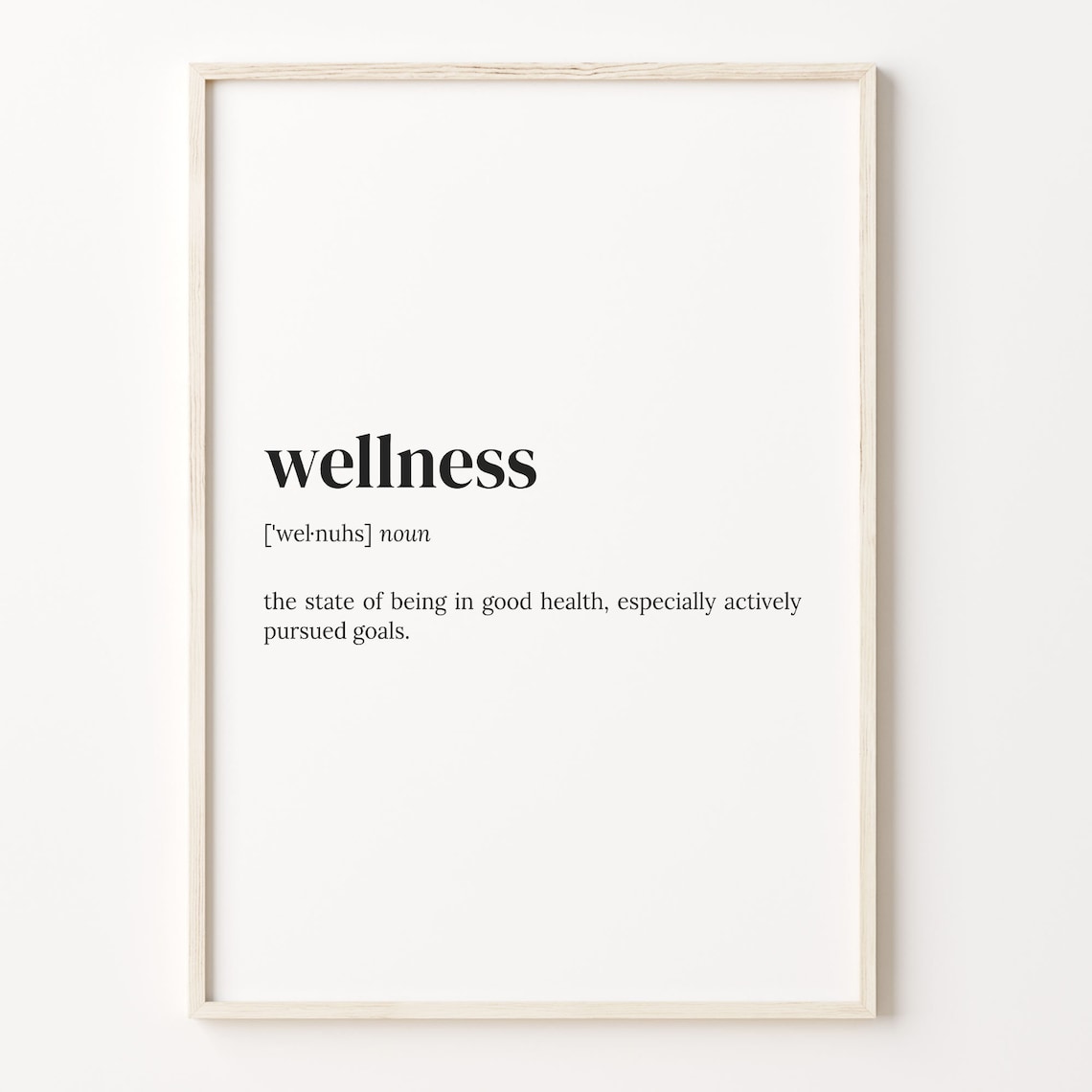 Wellness Dictionary Definition Health Goals Serene Quote Poster