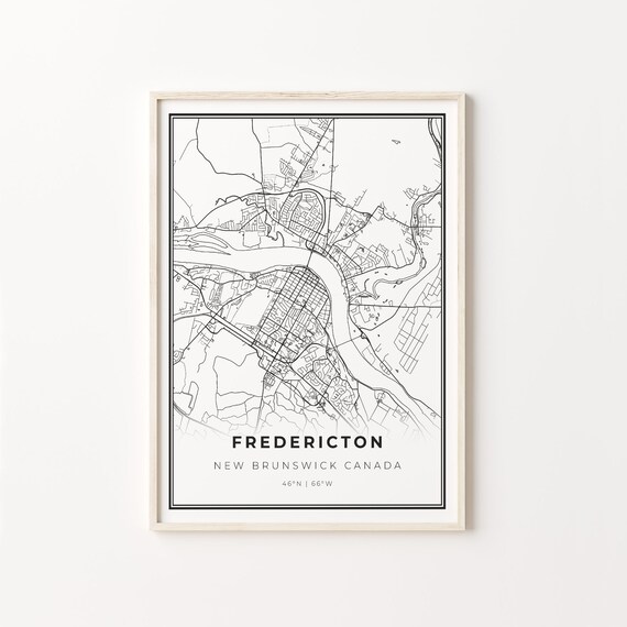 Fredericton New Brunswick Map Minimalist Black and White Art Poster