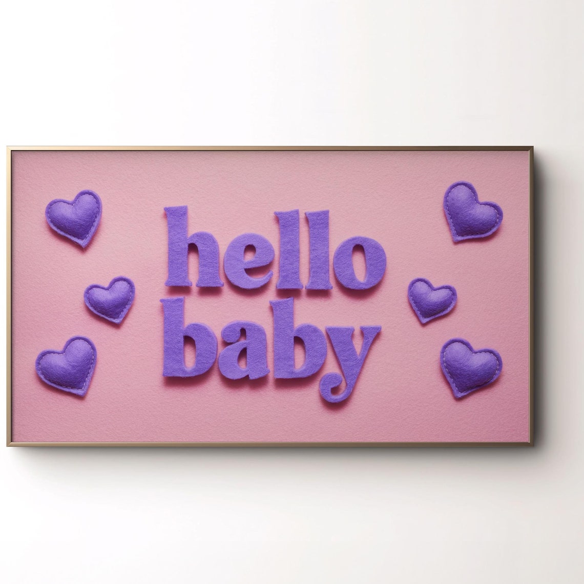 Frame Tv Art Baby Shower Hello Baby Tv Picture Pink Purple Baby Girl Shower Party Decor Girly Art For Frame Tv Screen 4k