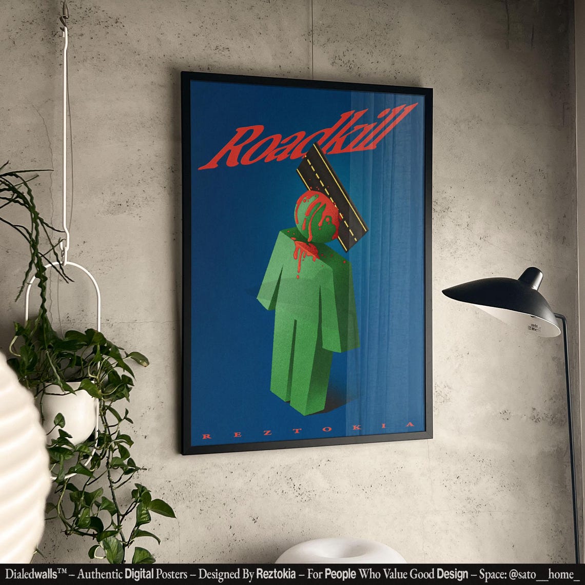 Roadkill Poster Retro Wall Art Surreal Print Bold Graphic Art Vintage Poster Quirky Typography Print Print
