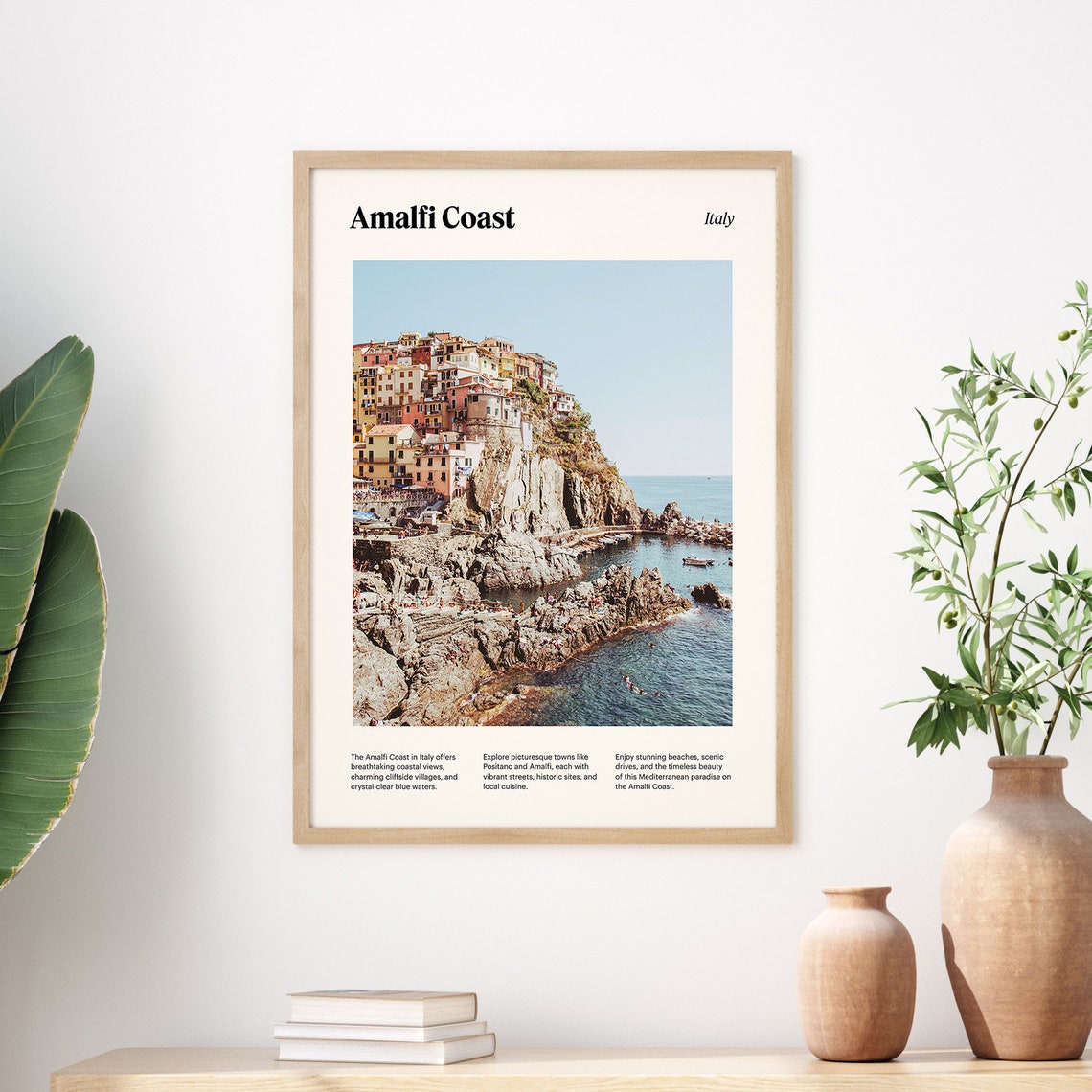 Amalfi Coast Cliffside Seaside Village Harbor Italy Travel Poster