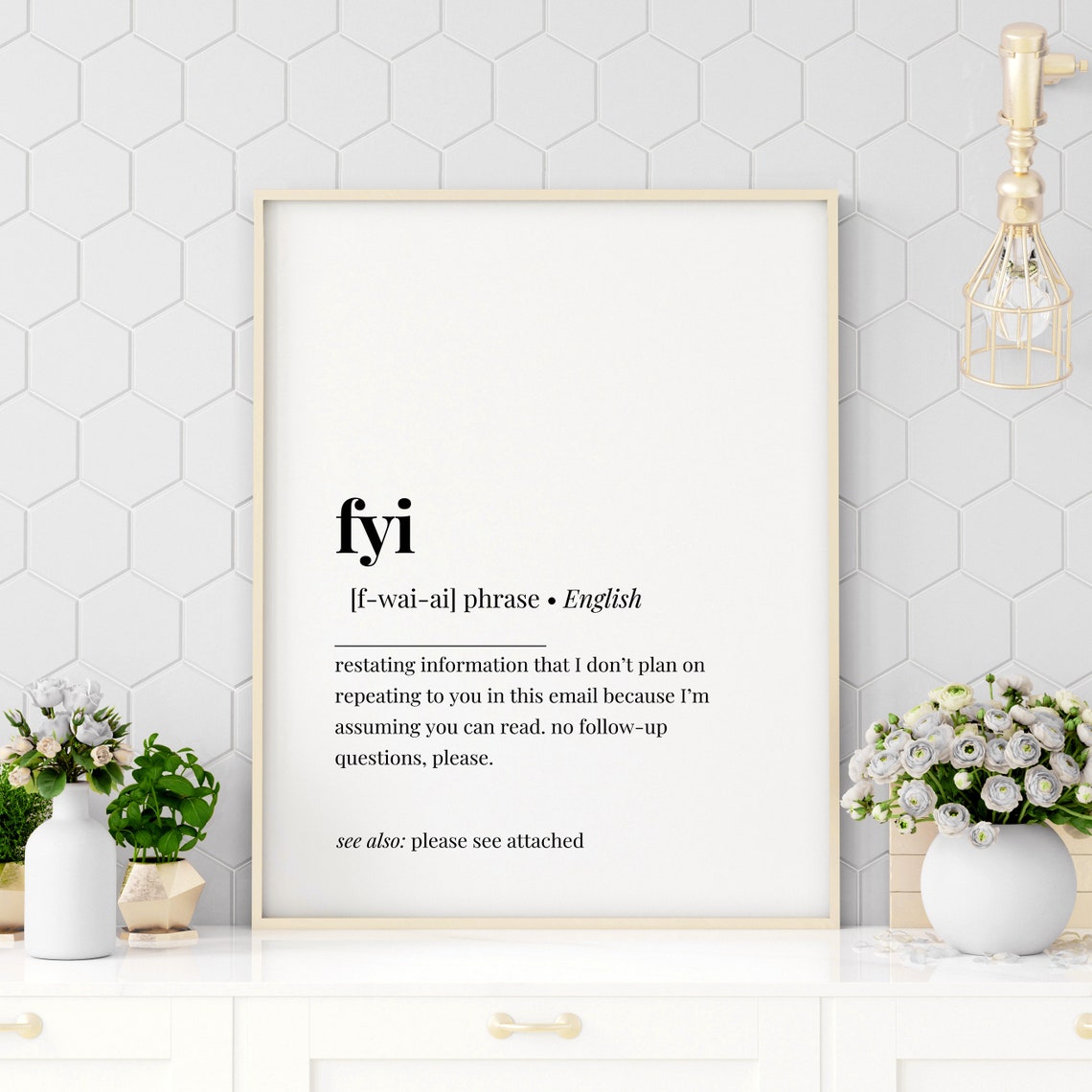 FYI Funny Office Email Definition Minimalist Typography Poster