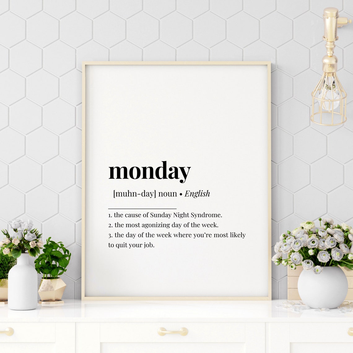 Monday Definition Funny Office Dictionary Quote Poster Design