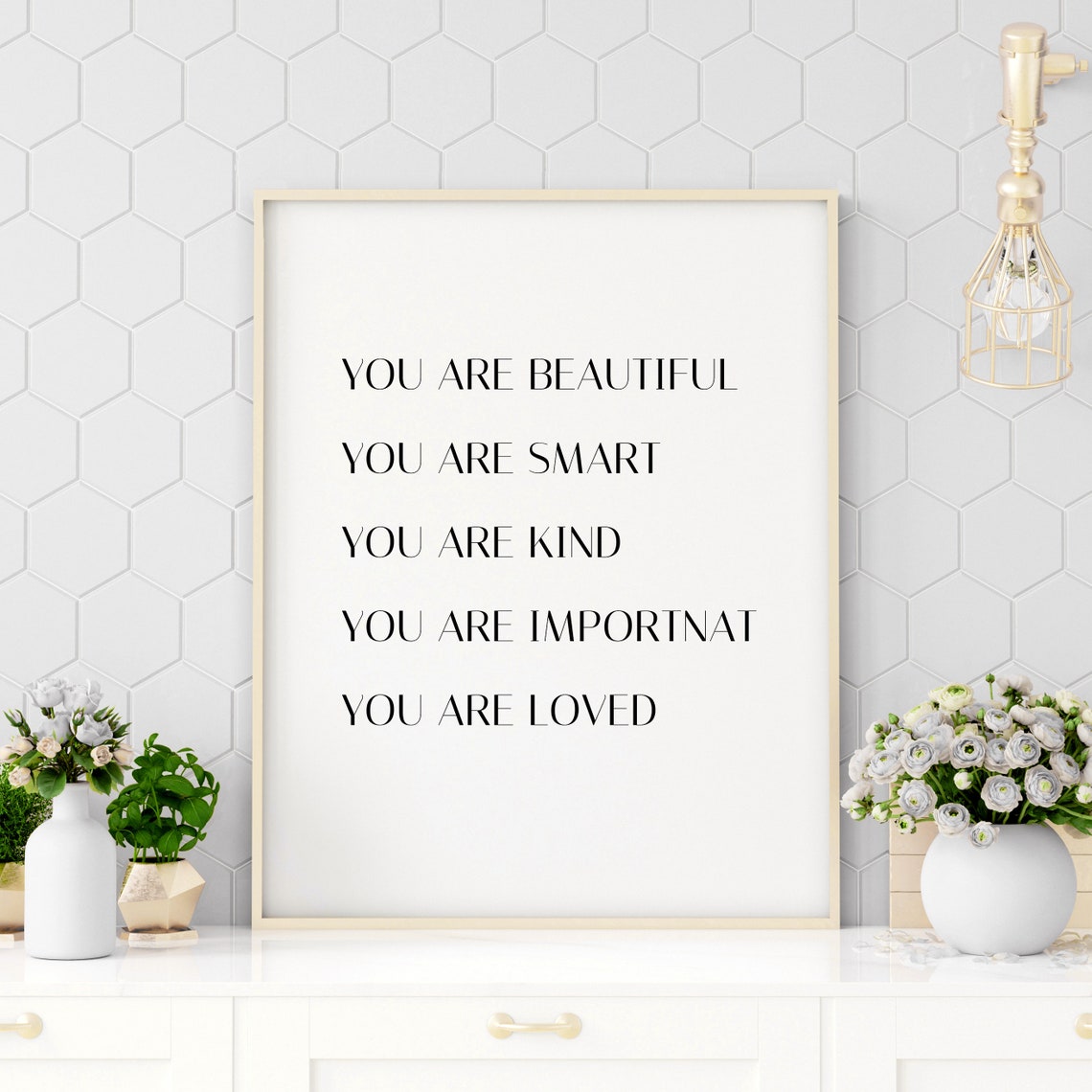 You Are Beautiful Affirmation Typography Daily Self Love Poster