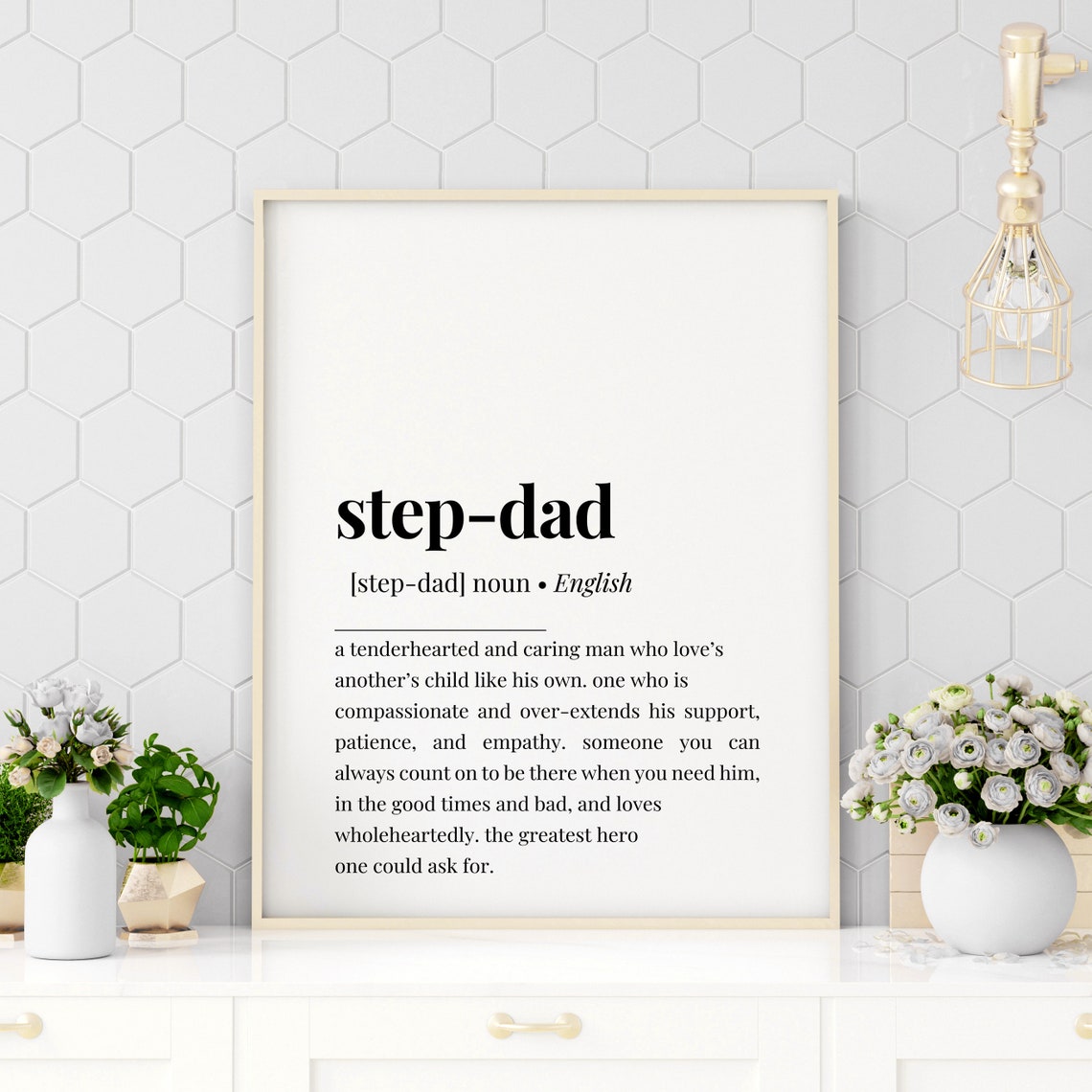Step Dad Definition Sentimental Family Gift Typography Poster