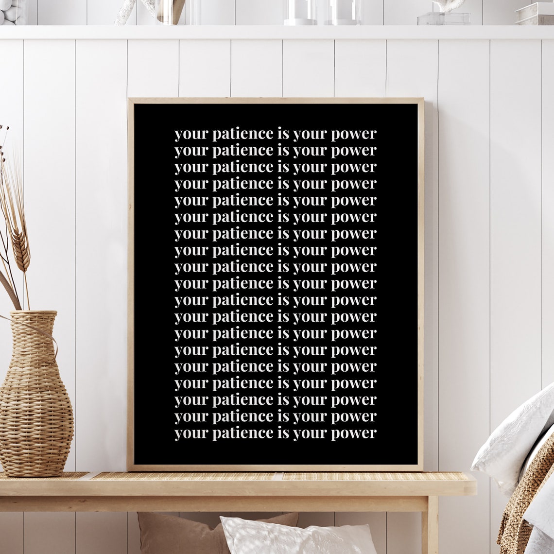Your Patience Is Your Power Affirmation Bold Black White Poster
