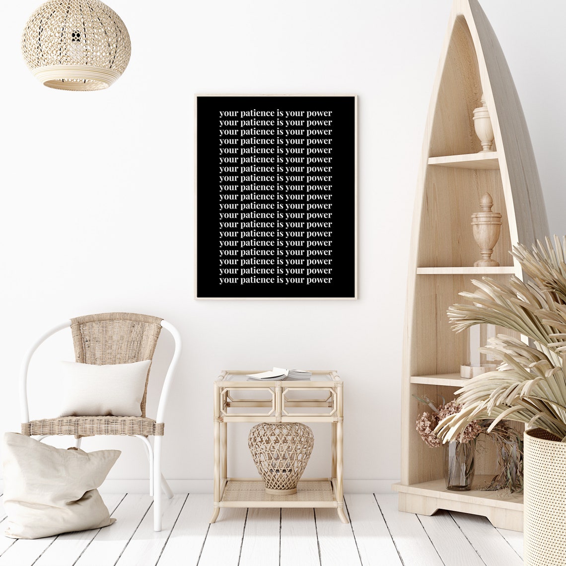 Your Patience Is Your Power Affirmation Bold Black White Poster - Image 2