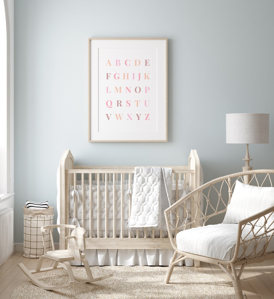 Pink Alphabet A To Z Letters Nursery Kids Room Educational Wall Poster - Image 2