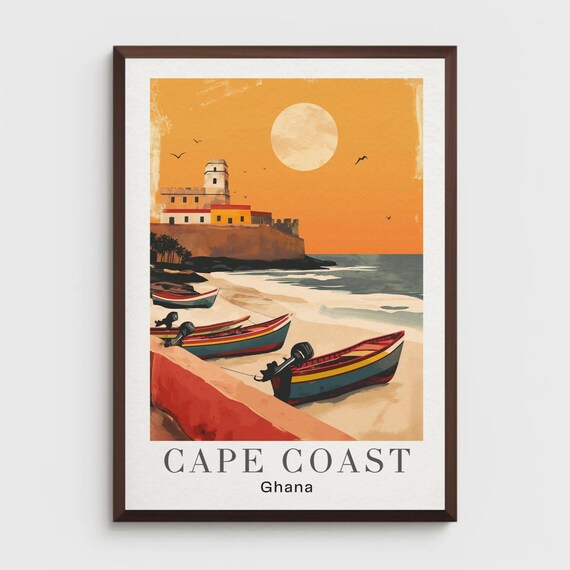Cape Coast Ghana Poster Print Retro Travel Wall Art